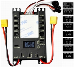 RCCSKJ - DragonRC 4106 Dual Power Distribution Board, 20A BEC, 9 Channels, connect up to 16 servos, real time voltage display and warning, CDI switch